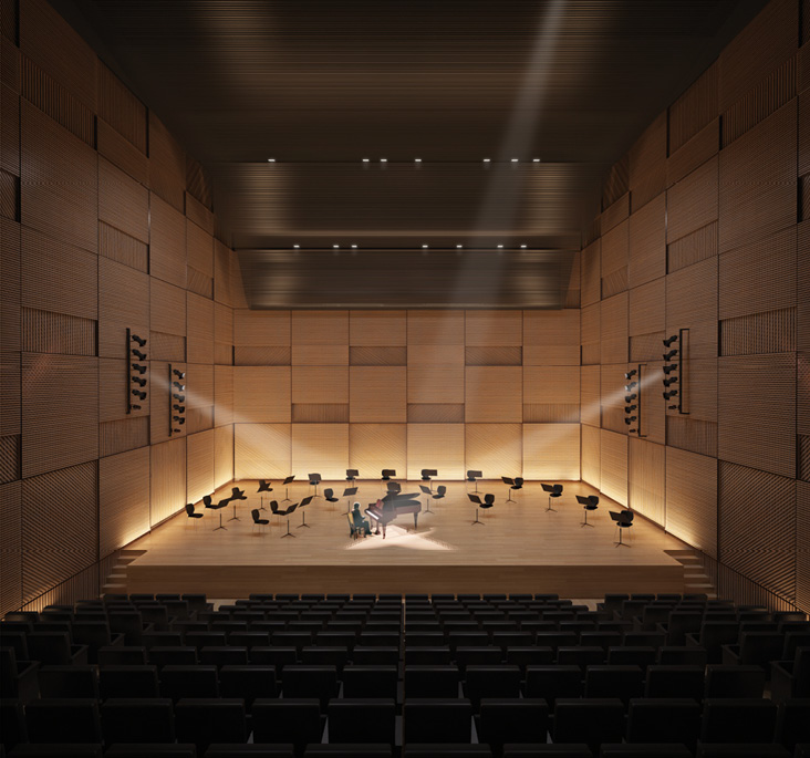 2 Ecole de musique à Rybnik / Pologne - salle de concert, projet réalisé en association momentanée avec Piw-Paw Architekci Sàrl (Pologne) et Archibureau Pawlowski Sàrl (Luxembourg) - 3ème prix