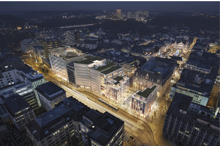2 Royal Hamilius à Luxembourg-Ville Architecte : Tetra Kayser Associés S.A. Copyright : Architectes Foster + Partners et Tetra Kayser – Une réalisation de Codic